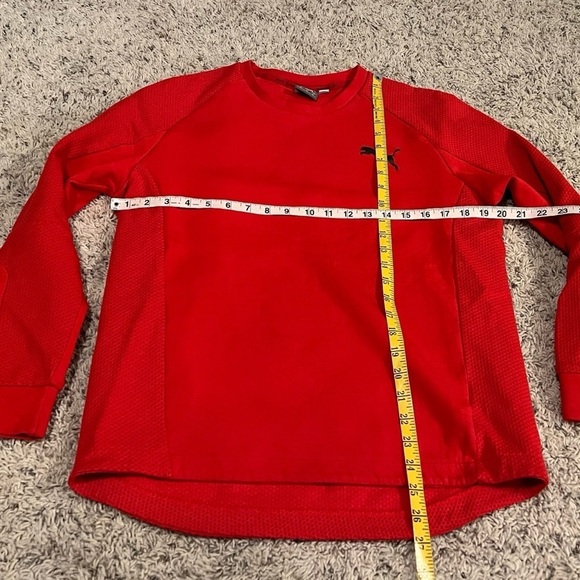 Puma Men’s Crew Neck Long Sleeve Solid Red Pullover Sweatshirt Medium - Picture 5 of 7